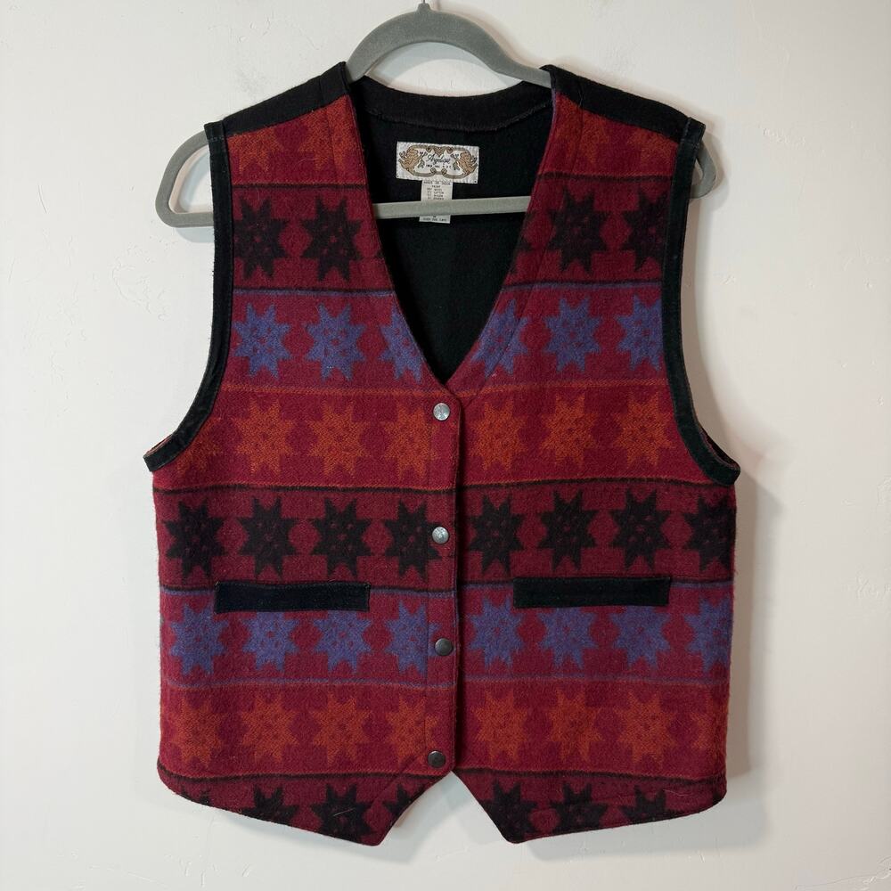 Angelique Imports Wool‎ Blend Vest Snap Front Western Vintage Medium